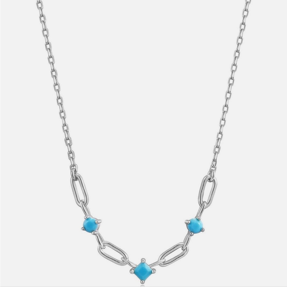 Ania Haie Turquoise Sterling 925 Silver Dainty Link Necklace- NWT